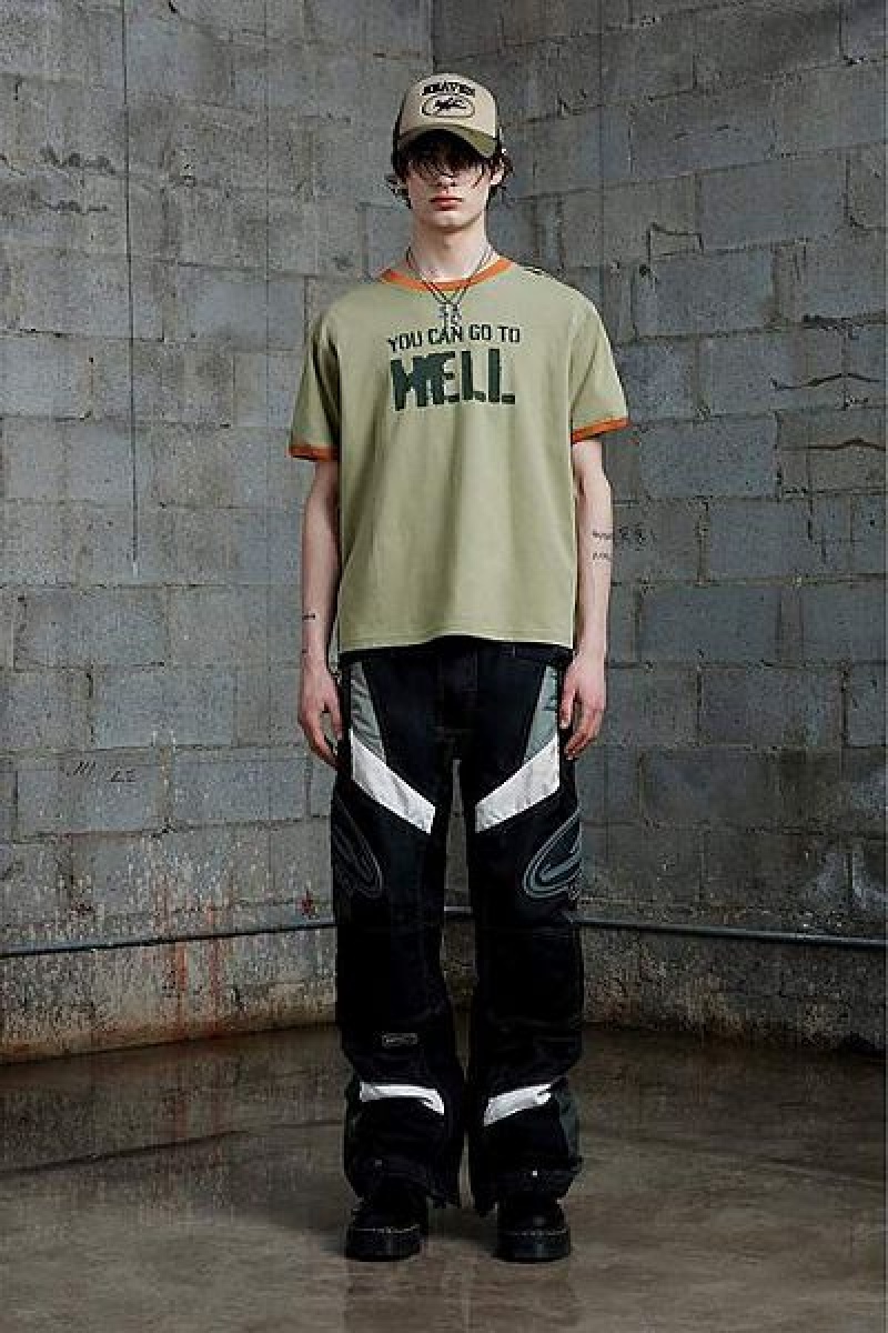 Green Marc Jacobs Go To Hell Ringer Heaven T Shirts | 71083AFVW