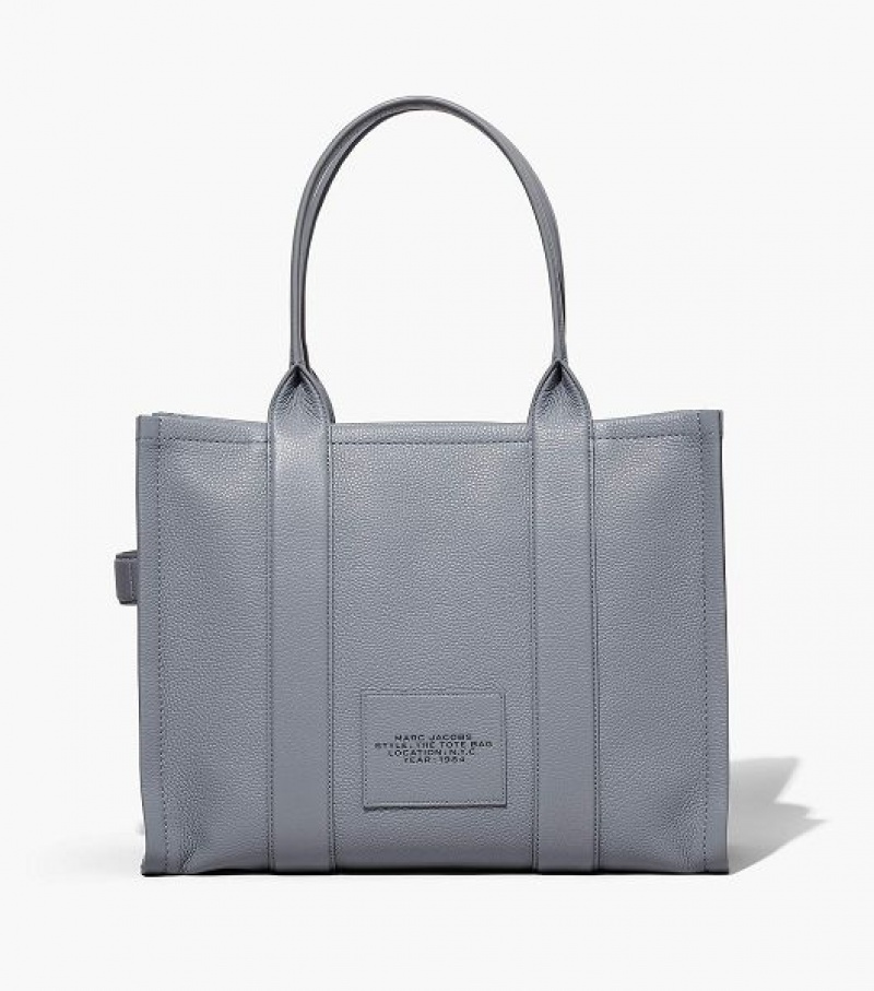 Grey Marc Jacobs The Leather Large Women's Tote Bags | 35246QBJR