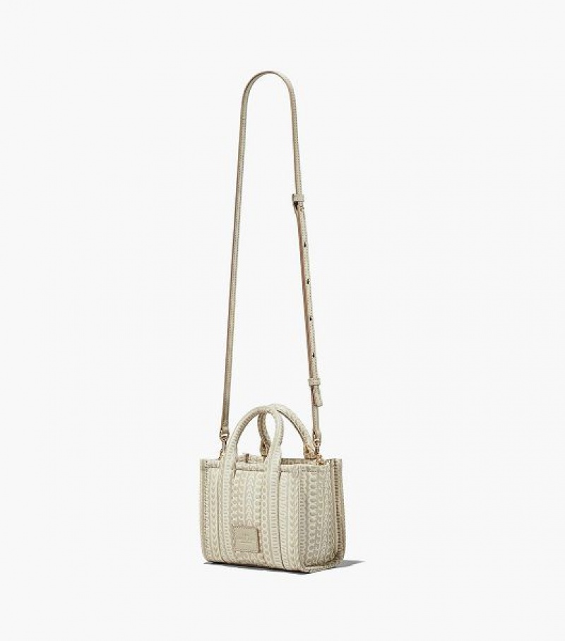 Khaki Marc Jacobs The Monogram Leather Mini Women's Tote Bags | 60845AVJP