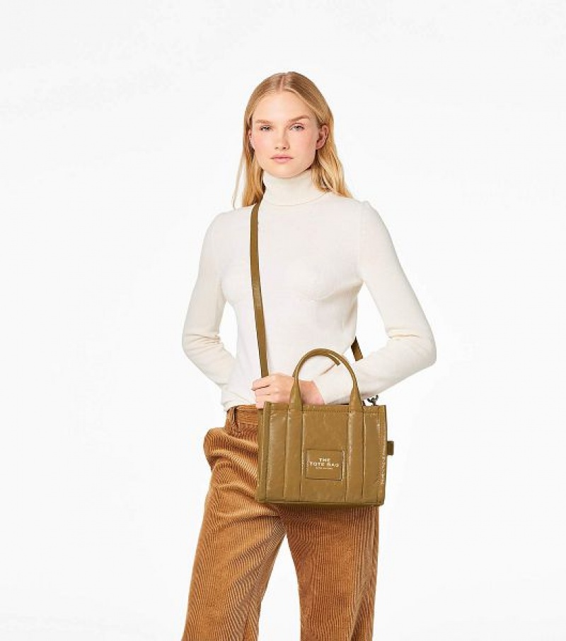 Light Brown Marc Jacobs The Shiny Crinkle Leather Small Women's Tote Bags | 62397ZTDV