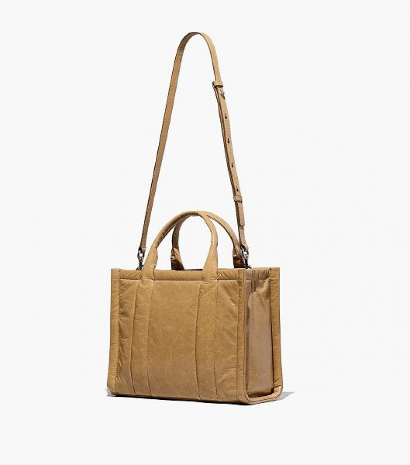 Light Brown Marc Jacobs The Shiny Crinkle Medium Women's Tote Bags | 31276VXMO