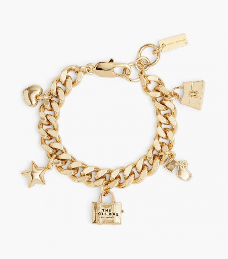 Light Gold Marc Jacobs The Mini Icon Charm Women\'s Bracelets | 12860IECG