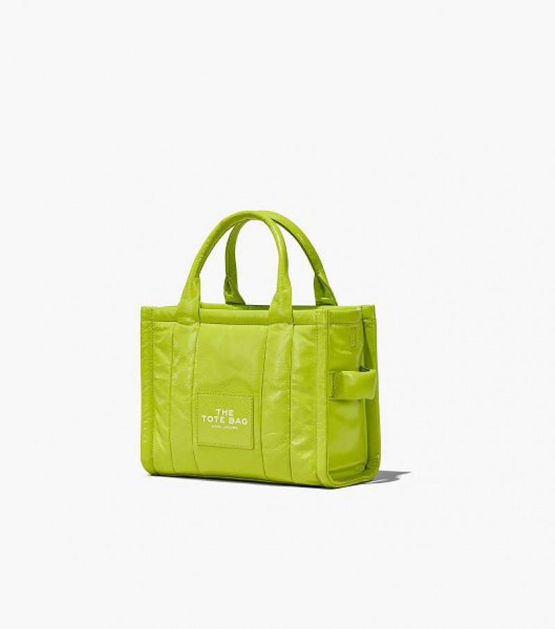 Light Green Marc Jacobs The Shiny Crinkle Leather Small Women's Tote Bags | 24197CYUL