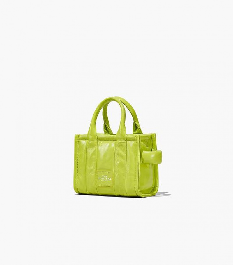 Light Green Marc Jacobs The Shiny Crinkle Leather Mini Women's Tote Bags | 43850STIO