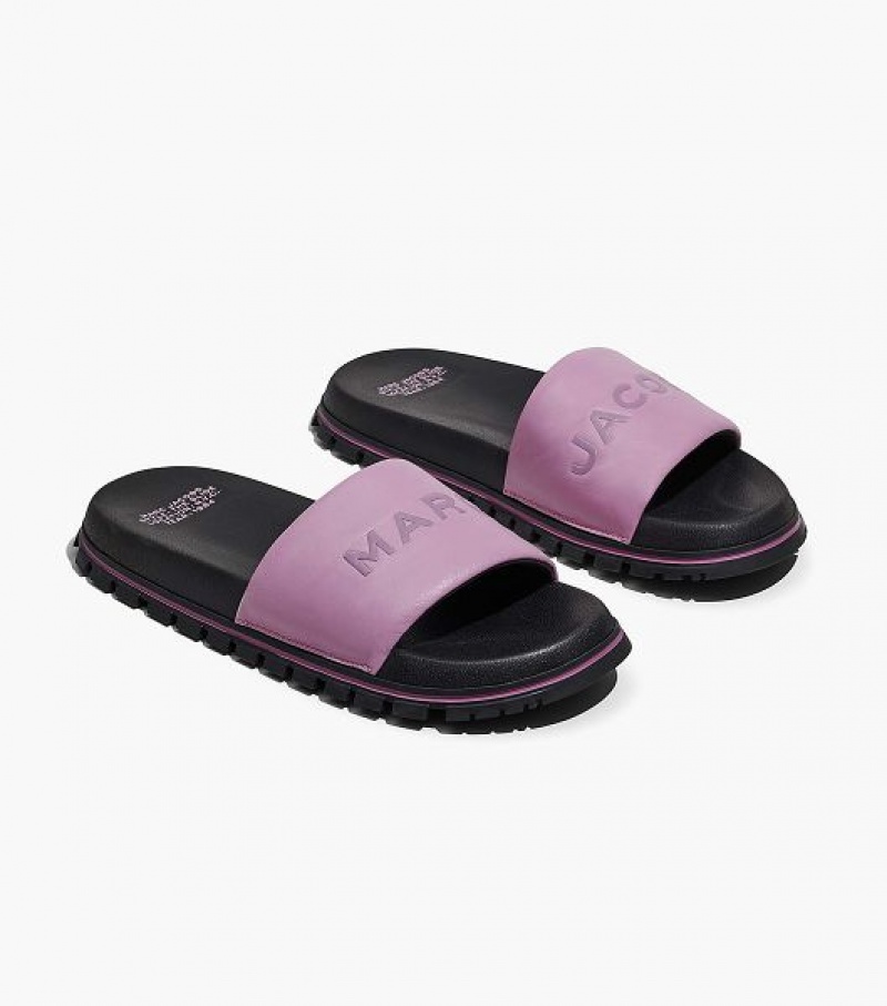 Lilas Marc Jacobs The Leather Women\'s Slides | 97368GWXF