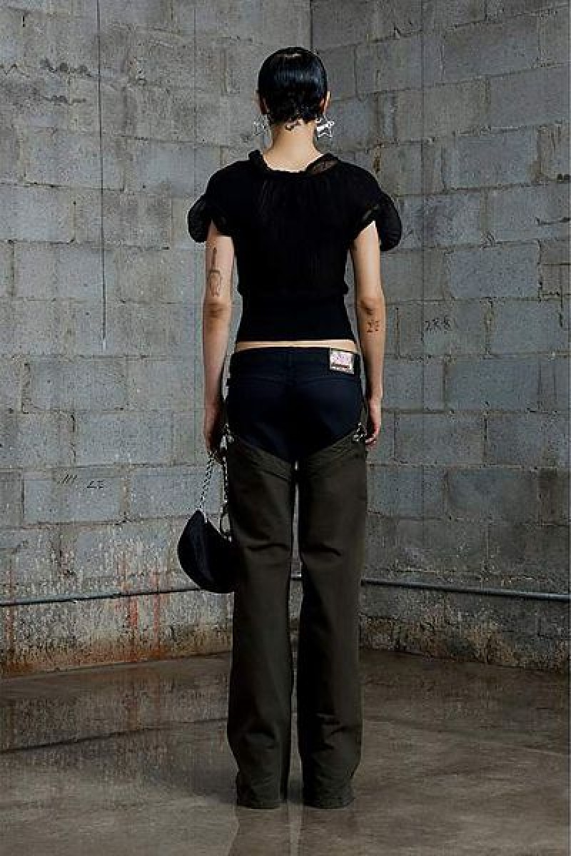 Olive / Black Marc Jacobs Chaps Flare Heaven Pants | 68152NSDU