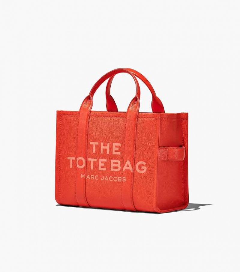 Orange Marc Jacobs The Leather Medium Women's Tote Bags | 87059TVEC