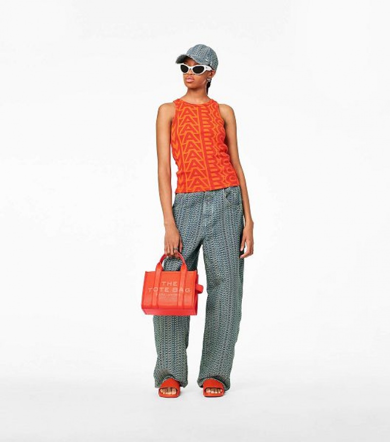 Orange Marc Jacobs The Leather Small Women's Tote Bags | 04296NFSU