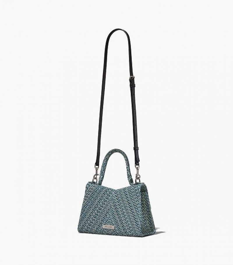 Orange / Blue Marc Jacobs The Washed Monogram Denim St. Marc Top Women's Handbag | 86102YZFM