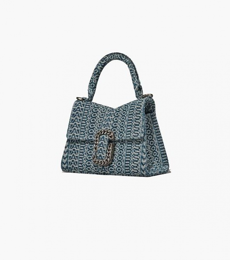 Orange / Blue Marc Jacobs The Washed Monogram Denim St. Marc Mini Top Women's Handbag | 24638KHWC