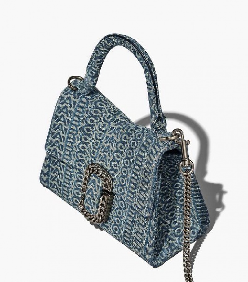 Orange / Blue Marc Jacobs The Washed Monogram Denim St. Marc Mini Top Women's Handbag | 24638KHWC