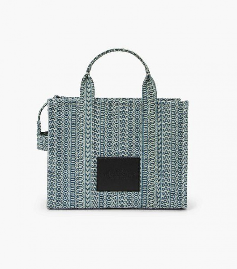 Orange / Blue Marc Jacobs The Washed Monogram Denim Medium Women's Tote Bags | 62019YVTO