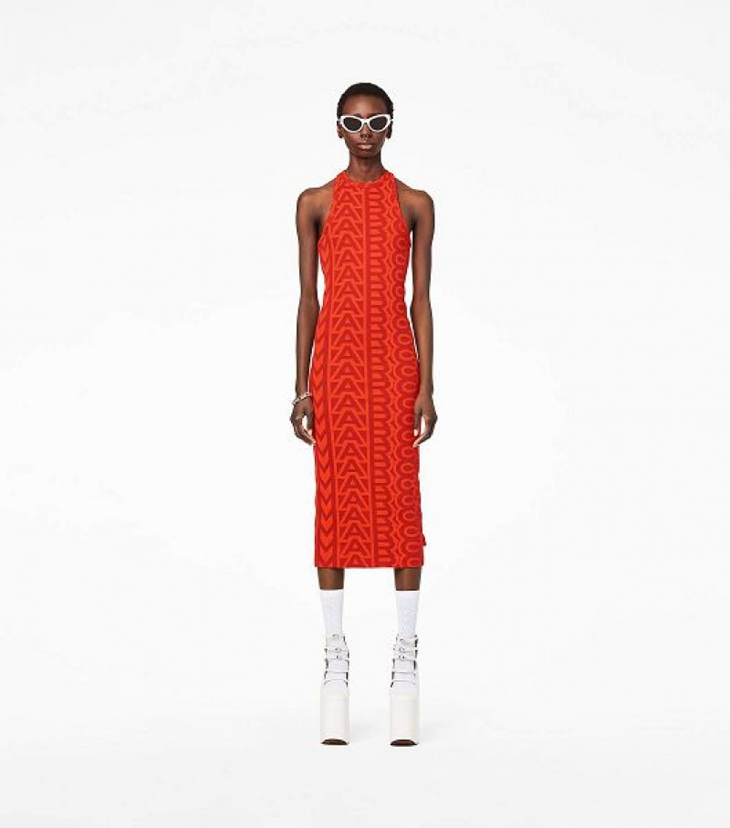 Orange / Red Marc Jacobs The Monogram Racer Rib Women's Dress | 14730HDRU