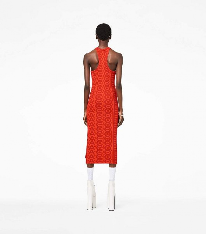 Orange / Red Marc Jacobs The Monogram Racer Rib Women's Dress | 14730HDRU