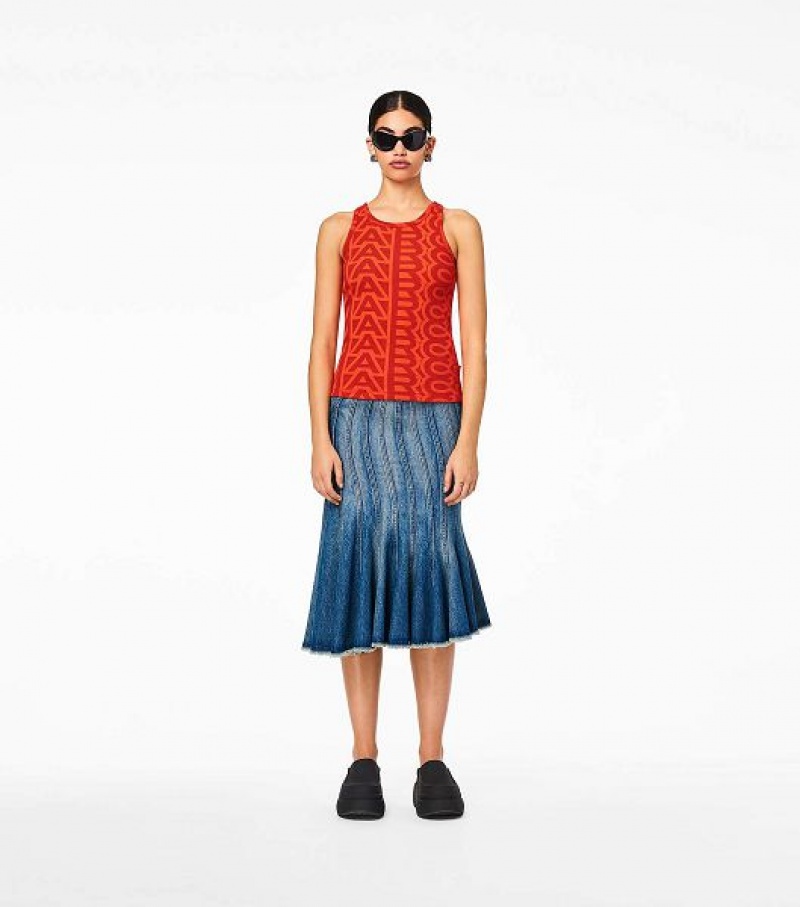 Orange / Red Marc Jacobs The Monogram Rib Women's Tanks | 93704HWZX