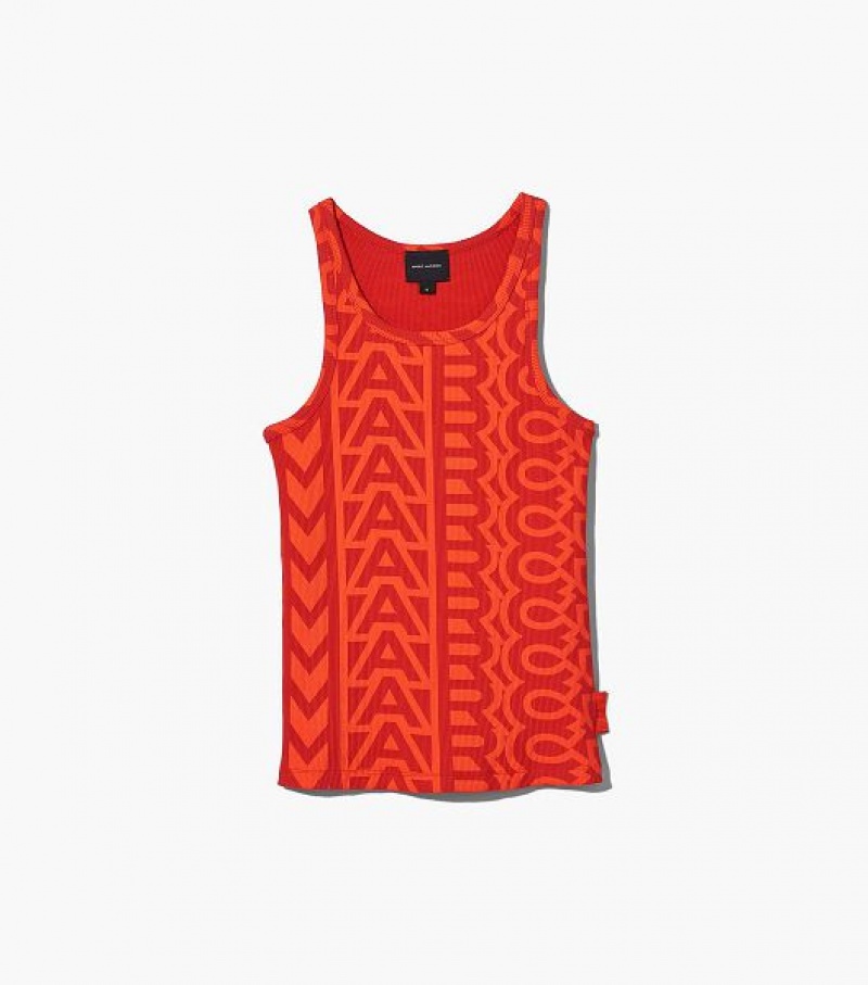 Orange / Red Marc Jacobs The Monogram Rib Women\'s Tanks | 93704HWZX