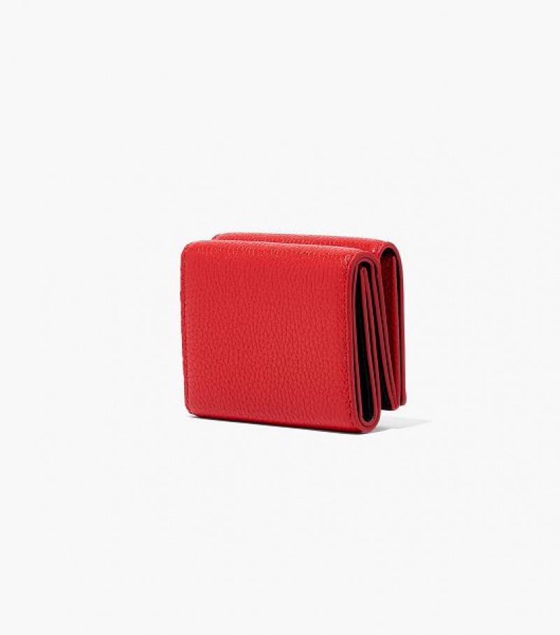 Red Marc Jacobs The Leather Medium Trifold Women's Wallets | 53807AUDO