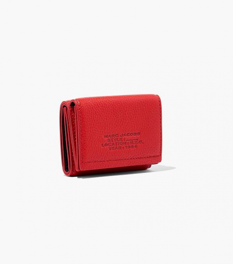 Red Marc Jacobs The Leather Medium Trifold Women's Wallets | 53807AUDO