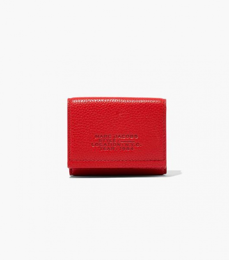 Red Marc Jacobs The Leather Medium Trifold Women\'s Wallets | 53807AUDO