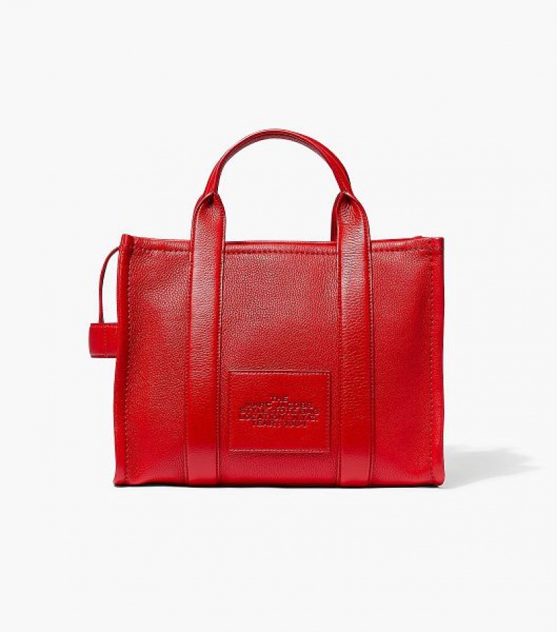 Red Marc Jacobs The Leather Medium Women's Tote Bags | 79206HUIO