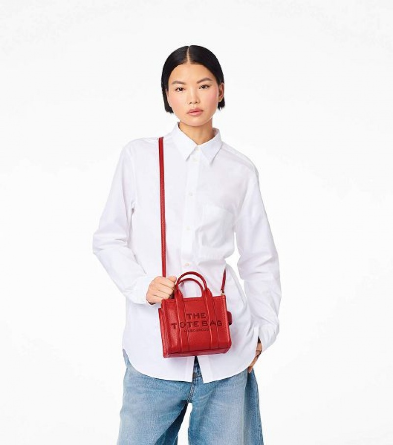 Red Marc Jacobs The Leather Mini Women's Tote Bags | 79103NMJG