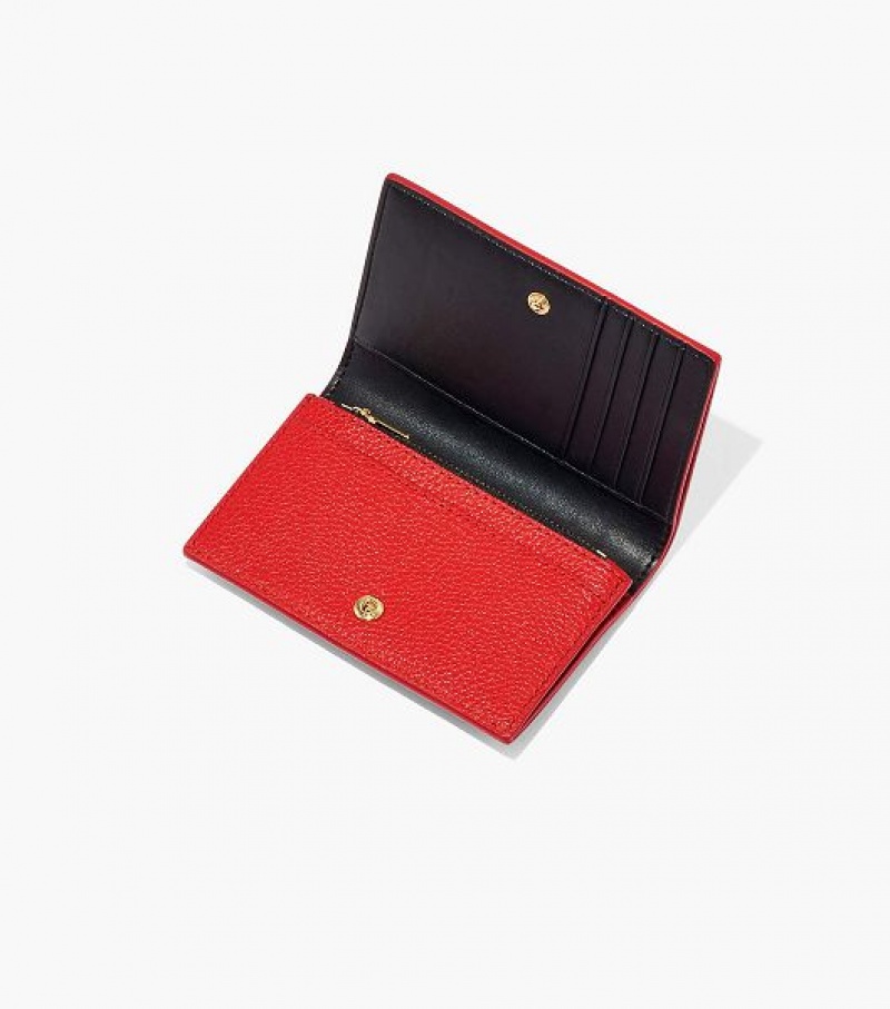 Red Marc Jacobs The Leather Small Bifold Women's Wallets | 61057ZCLB