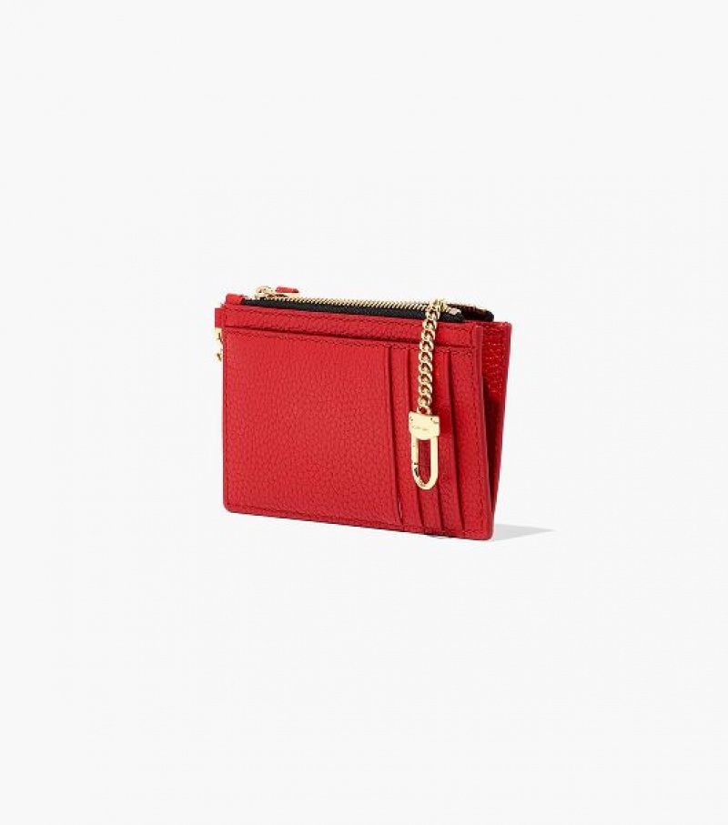 Red Marc Jacobs The Leather Top Zip Wristlet Women's Wallets | 52840PXTU