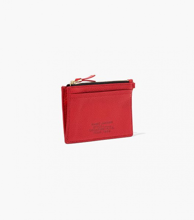 Red Marc Jacobs The Leather Top Zip Wristlet Women's Wallets | 52840PXTU