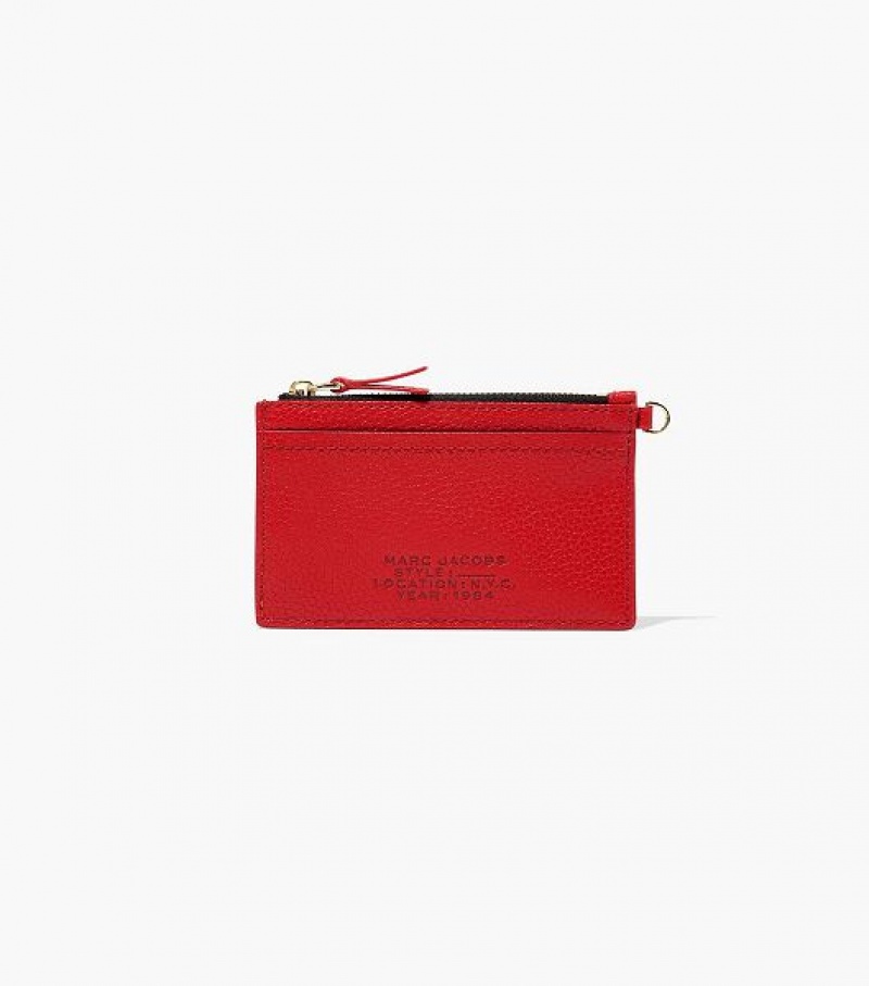 Red Marc Jacobs The Leather Top Zip Wristlet Women's Wallets | 52840PXTU