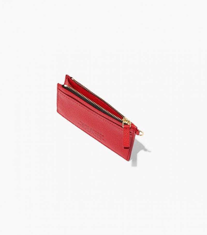 Red Marc Jacobs The Leather Top Zip Wristlet Women's Wallets | 52840PXTU