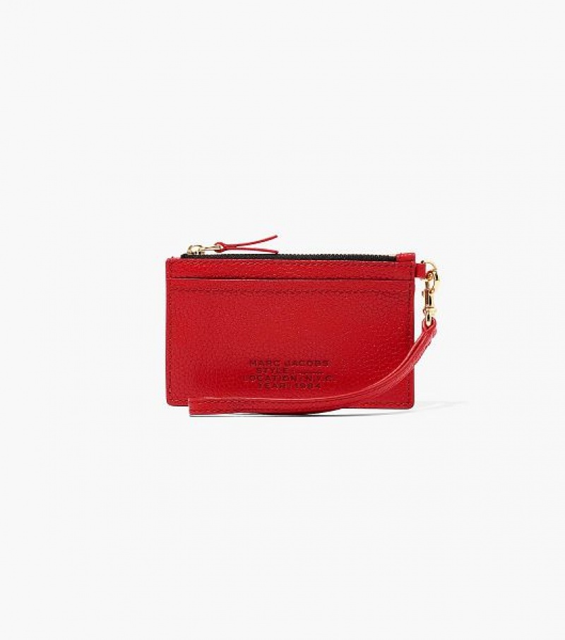 Red Marc Jacobs The Leather Top Zip Wristlet Women\'s Wallets | 52840PXTU