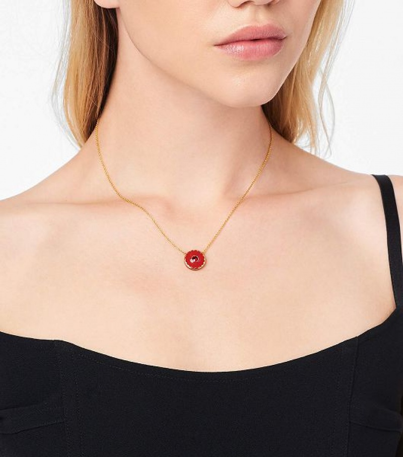 Red / Gold Marc Jacobs The Medallion Women's Pendants | 02345BGDT