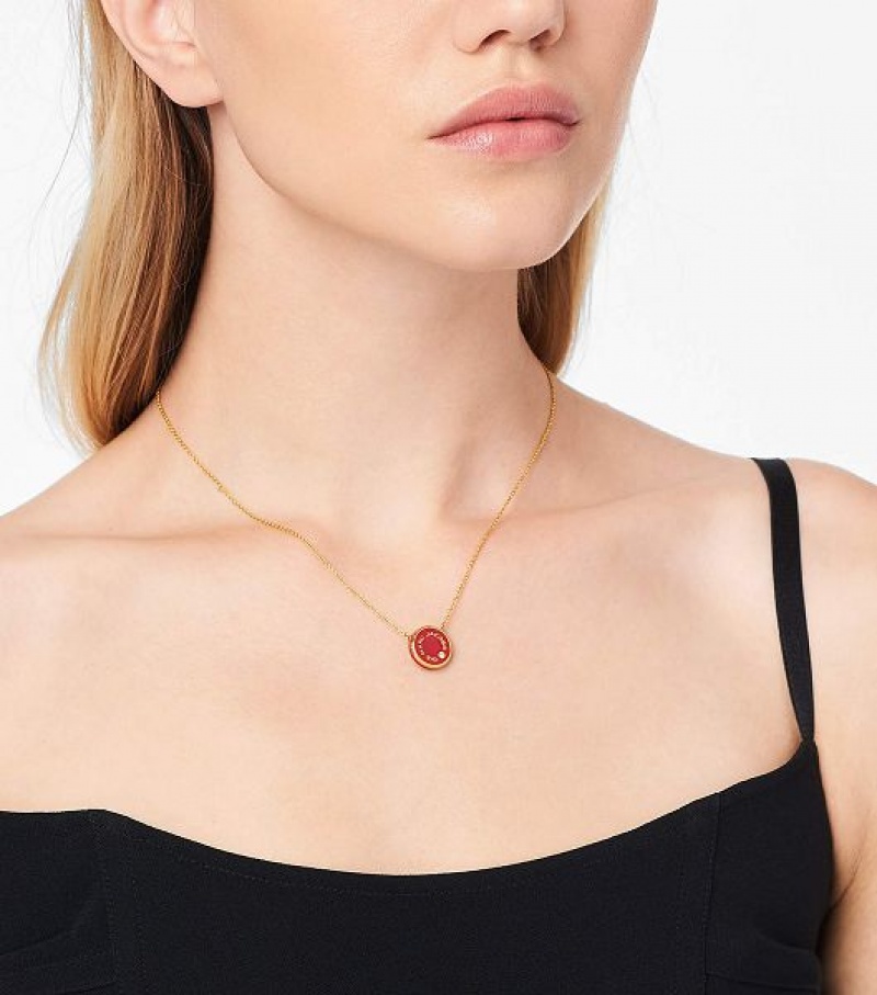 Red / Gold Marc Jacobs The Medallion Women's Pendants | 02345BGDT