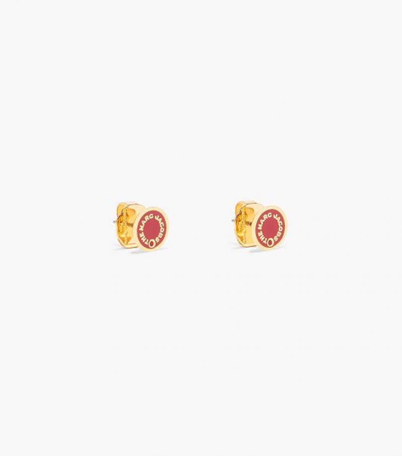 Red / Gold Marc Jacobs The Medallion Women\'s Stud | 69351KFIA