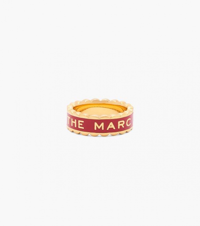 Red / Gold Marc Jacobs The Scallop Medallion Women\'s Ring | 26981NWCK