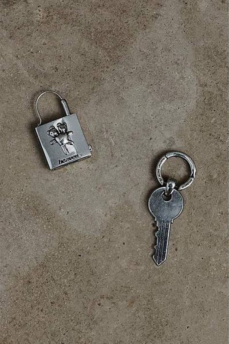 Silver Marc Jacobs Lock And Key Heaven Earrings | 04782RZBF