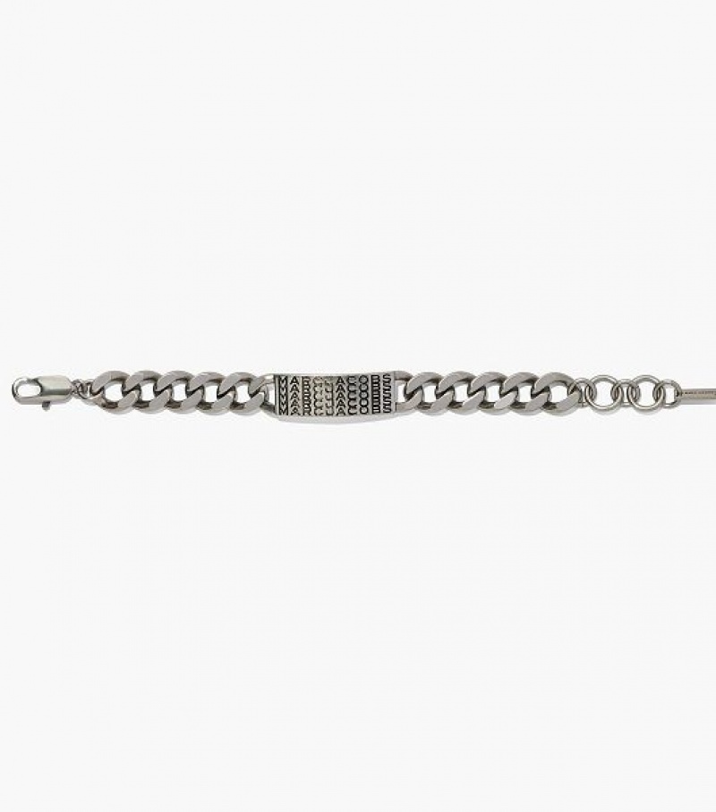 Silver Marc Jacobs The Barcode Monogram ID Chain Women's Bracelets | 97153QUVZ