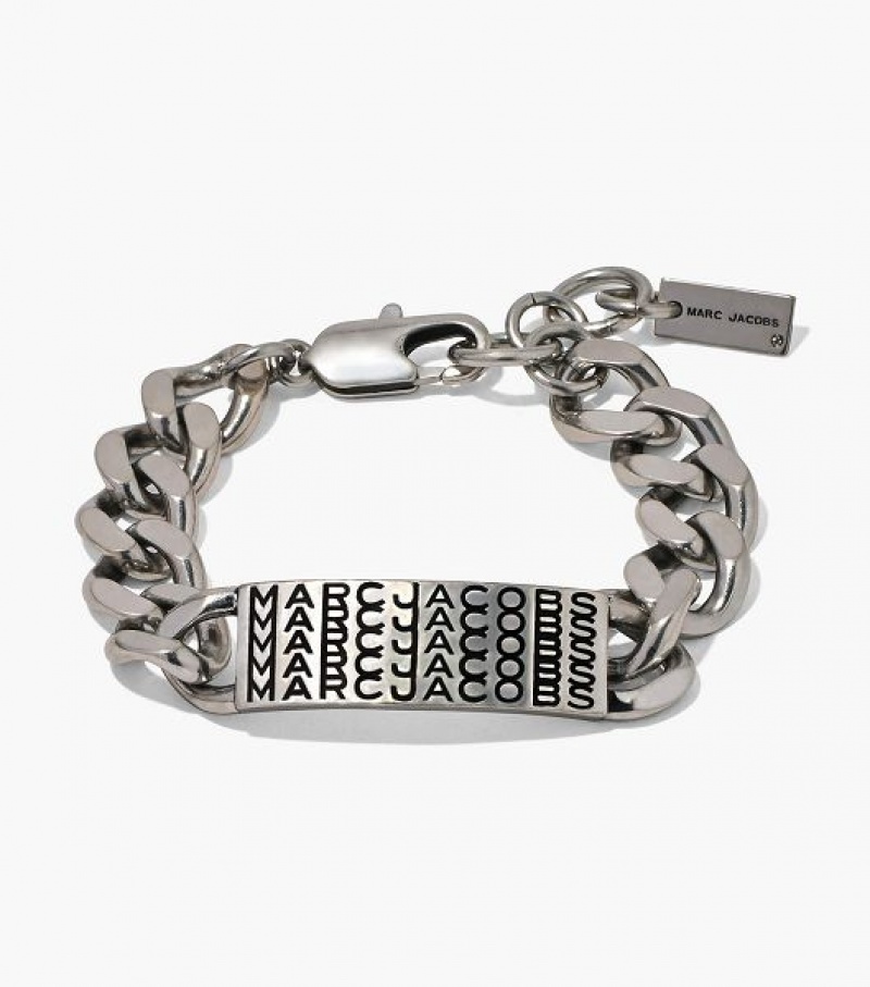 Silver Marc Jacobs The Barcode Monogram ID Chain Women\'s Bracelets | 97153QUVZ