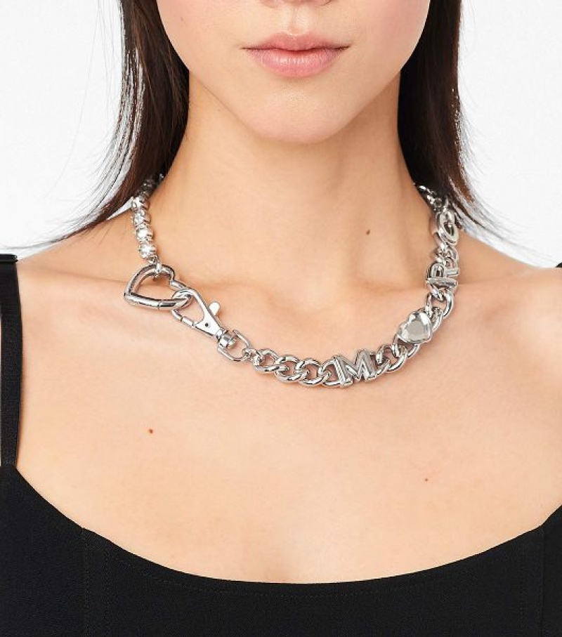 Silver Marc Jacobs The Charmed Heart Chain Women's Necklaces | 68573KAVH