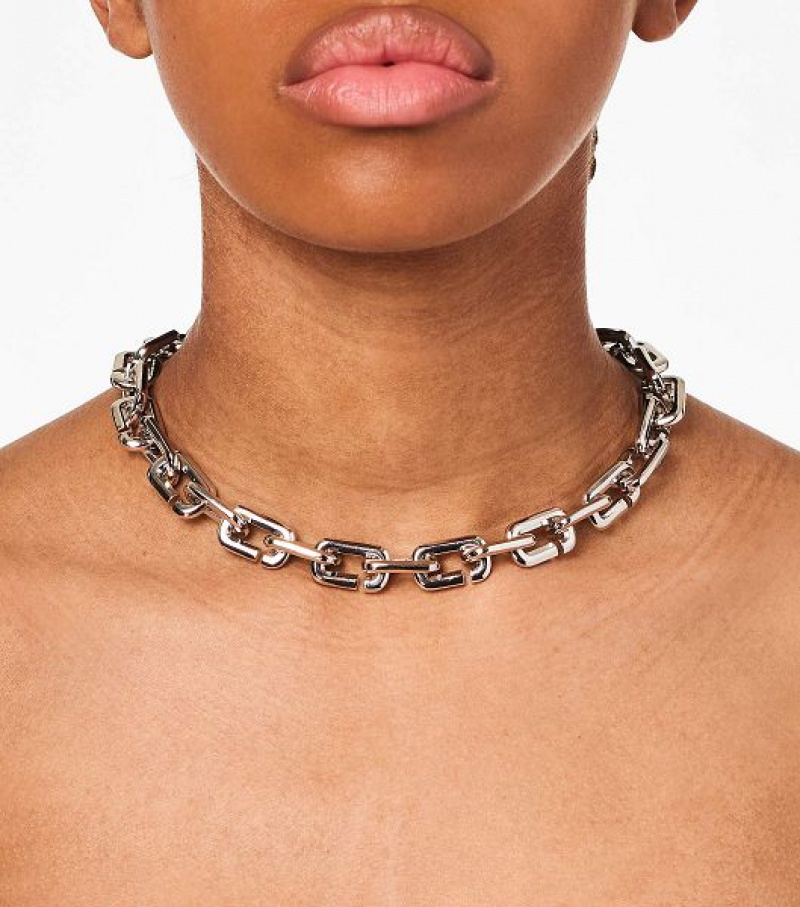 Silver Marc Jacobs The J Marc Chain Link Women's Necklaces | 82541IUDR