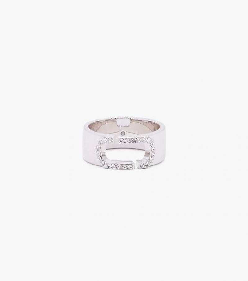 Silver Marc Jacobs The J Marc Crystal Women\'s Ring | 94261QZNA