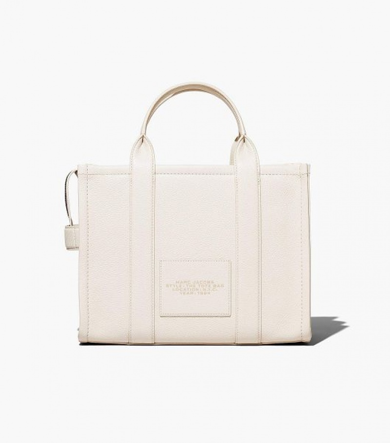 Silver Marc Jacobs The Leather Medium Women's Tote Bags | 18349ROUT