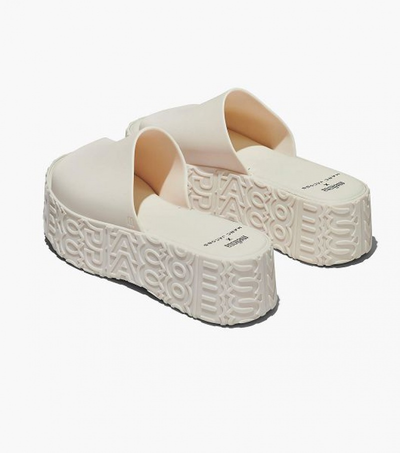 White Marc Jacobs Melissa x Marc Jacobs Becky Platform Women's Slides | 56217FLKP