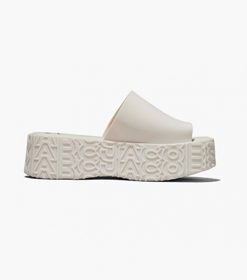 White Marc Jacobs Melissa x Marc Jacobs Becky Platform Women's Slides | 56217FLKP