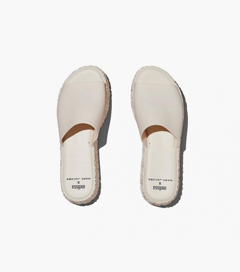 White Marc Jacobs Melissa x Marc Jacobs Becky Platform Women's Slides | 56217FLKP