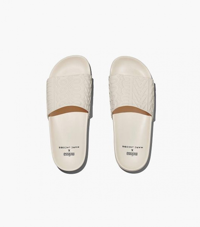 White Marc Jacobs Melissa x Marc Jacobs Women's Slides | 75361SIMZ