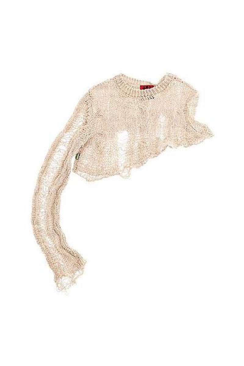 White Marc Jacobs Open Cable Cropped Heaven Sweaters | 50973REHF