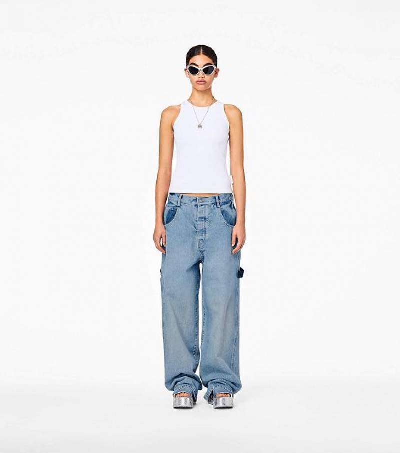 White Marc Jacobs The Icon Rib Women's Tanks | 94531FWLU