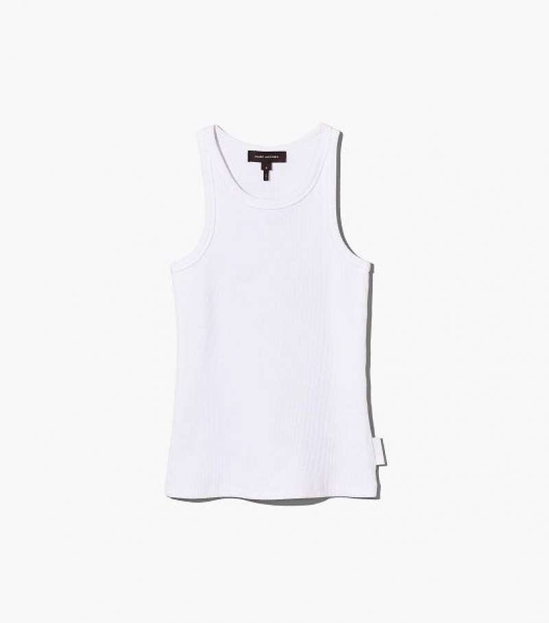 White Marc Jacobs The Icon Rib Women\'s Tanks | 94531FWLU