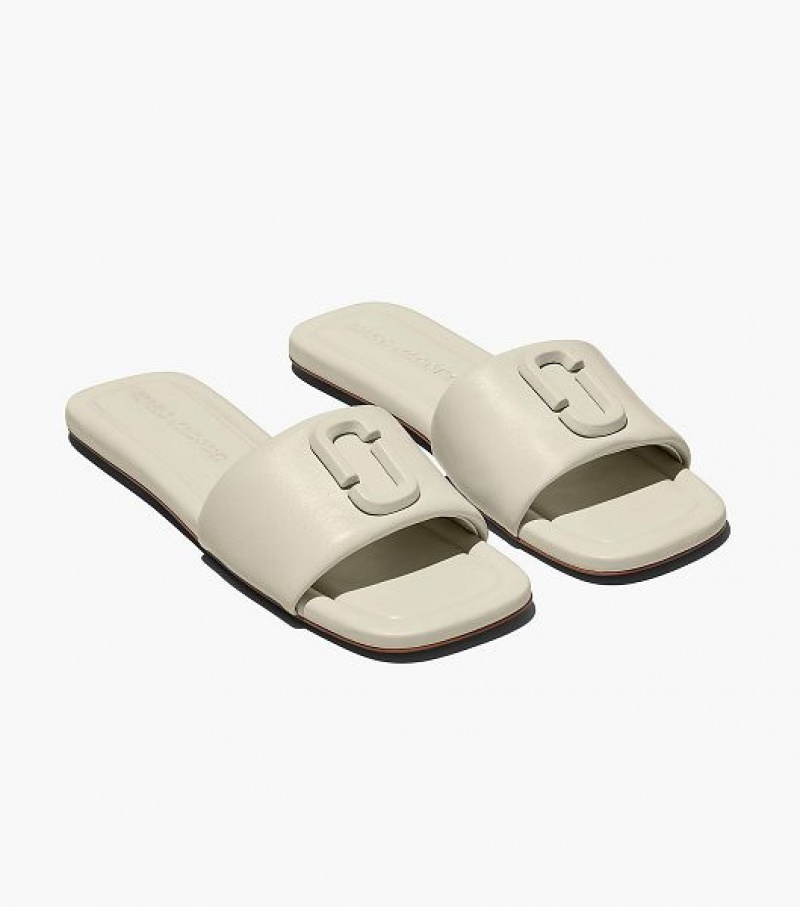 White Marc Jacobs The J Marc Leather Women\'s Sandals | 62954ZBSG